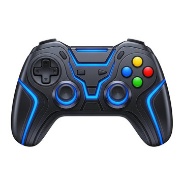 Modern wireless gaming controller isolated on transparent background
