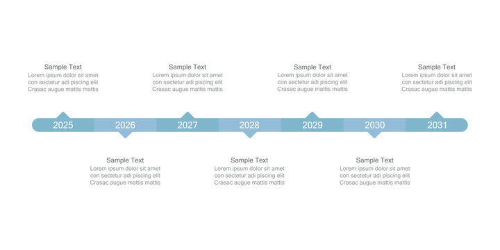 Seven-year timeline. Infographic for presentations or websites. Modern 7-step diagram.