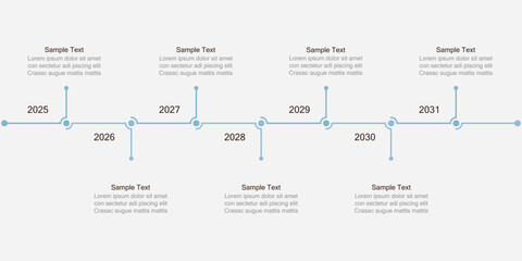 Seven-year timeline. Infographic for presentations or websites. Modern 7-step diagram.