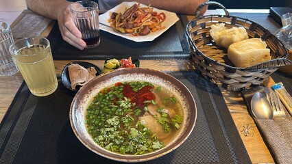 Galbitang or Short Rib Soup and Korean Small Side Dishes