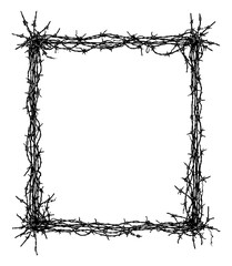 Barbed wire shape frames in rough grunge style, Transparent Background