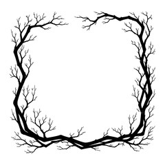 Dark thorn branch frame set in circular and square shapes, Transparent Background