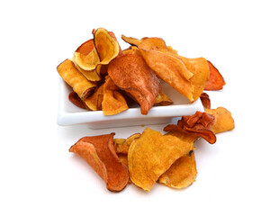 Vegetables chip on white background