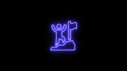 Abstract glowing neon Achieve icon animation with dark background.Futuristic glowing neon Achieve icon with smooth animated