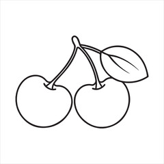 cherry fruit outline, cherry line art vector