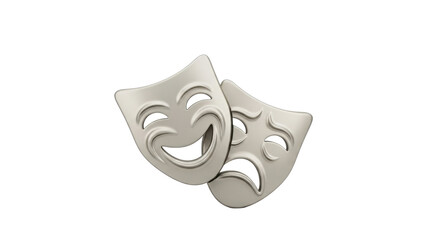 3D icon theater mask drama, isolated on white background