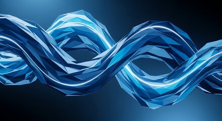 Stunning abstract blue geometric low poly wave with glowing lines for modern technology background or dynamic business presentation designs now