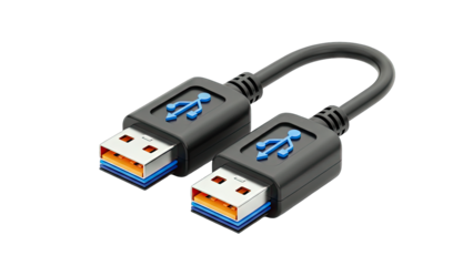 USB 3.0 Cable Connecting Devices on White Background