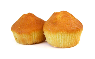 Tasty muffin cakes, isolated on white