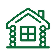 Green Winter Cabin or Log House Icon for Holiday Lodging