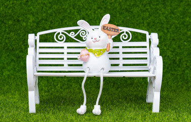 Easter decoration with bunnies and eggs.