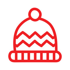 Obraz premium Red Striped Beanie Hat or Winter Cap Icon