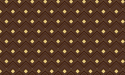 Seamless pattern with golden squares on a black background.
