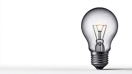 Glowing filament within a clear, textured glass bulb