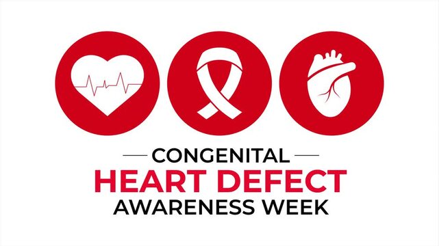 Congenital Heart Defect Awareness Week Motion Graphics Animation. Features heart icons and medical symbols suitable for healthcare education