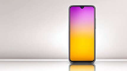 Sleek mobile device displays vibrant gradient screen