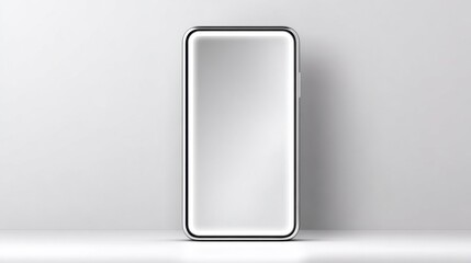 Sleek, modern smartphone with a blank, reflective screen on a minimalist background