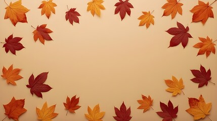 Obraz premium Autumn leaves frame background with copy space 