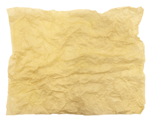Piece of crumpled craft paper on a white background. Kraft paper insulate for packaging