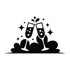 Celebrating with champagne A festive illustration of two glasses toasting