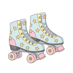 Retro roller skates with pastel colors and star patterns  