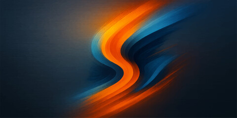 An abstract red and blue wave design features a glowing orange fire flame pattern with bright energy flares and a hot motion blur texture against a dark backdrop