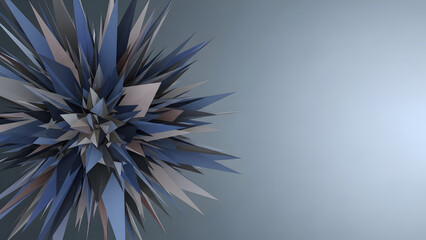Abstract 3D Geometric Blue and Grey Spiked Explosion Shape for Modern New Year Design