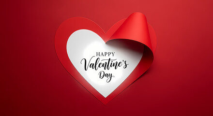 Happy valentines day greeting card with heart on red background