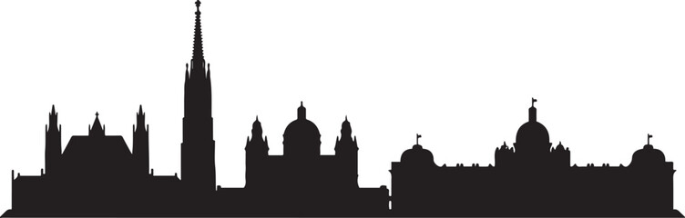 Fototapeta premium Vienna skyline Austria city silhouette. design Vector black silhouette