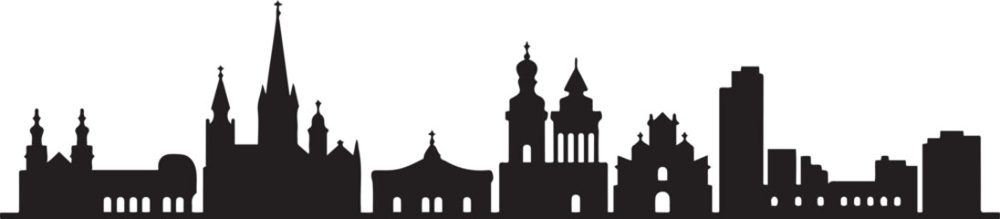 Timisoara Romania Skyline. design Vector black silhouette