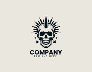 Iconic punk skull symbol expresses rebellious attitude in a bold modern black vector logo illustration