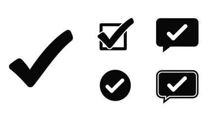 Collection of black check mark icons in various shapes and styles © Mstsalma