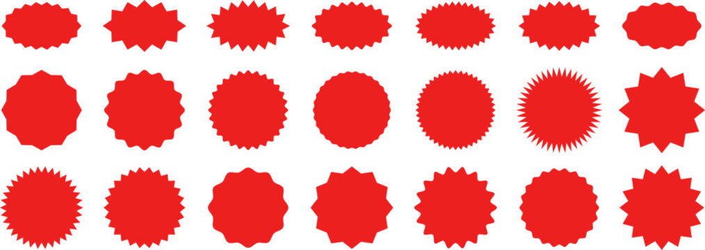 NEW Sticker Set Zigzag Discount Price Drop Special Price Campaign Fair Decoration Adornment Seal Stamp. Set of new arrival shop product tag icon. New labels or sale badges and banners vector sticker