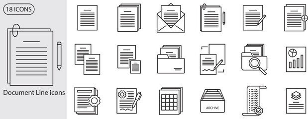 18 Document line icon. document icons. vektor