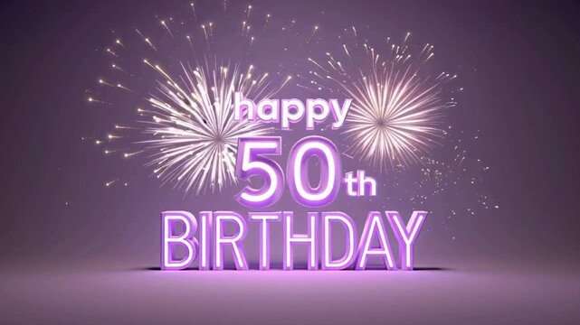 happy 50th birthday purple greetings animation