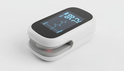 Pulse oximeter with wide black display showing waveform medical monitoring concept