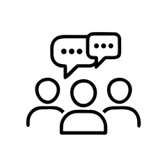 Team Communication and Discussion Icon - Group Chat Bubble Outline Vector