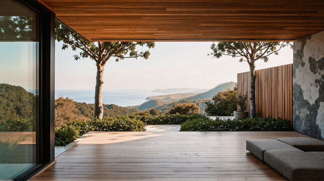 Grand baie, fen&ecirc;tre ouverte avec vue sur le jardin,
