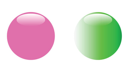 Pink and Green Glossy Spheres on White vector illustration