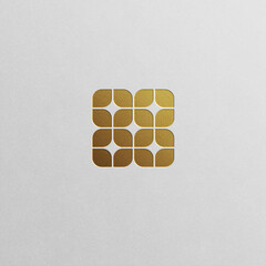 Geometric pattern logo in luxury gold shades. Sleek and modern design can fit various industries.	
