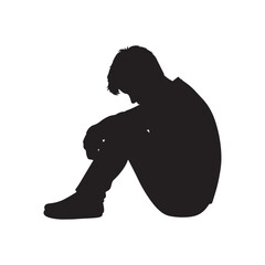 Sad Teenager Sitting Down silhouette