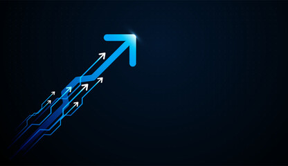 Abstract arrows flow technology direction on black design with modern Arrows futuristic background. Abstract blue technology circuit cyber futuristic geometric