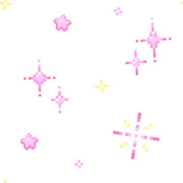 Pink Pixel Star sparkle Seamless Pattern, Background
