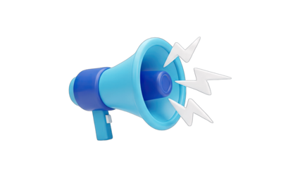 3D Megaphone Broadcasting Announcement on White Background