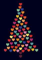 sapin form&eacute; de c&oelig;urs multicolores en relief 