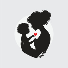 silhouette of a mother holding her child&rsquo;s hand with hand-lettered &lsquo;Happy Mother&rsquo;s Day&rsquo; text