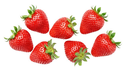 Fresh red strawberries isolated PNG, ripe summer fruit on transparent background for healthy eating and dessert concepts © Vasilis
