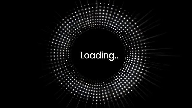 Dynamic loading animation with glowing white dots on black background