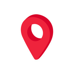 3D red map pin pointer icon. GPS location marker. Navigation destination symbol. Travel geolocation tag.