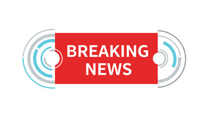 Bold breaking news banner with radial lines announces urgent information and captures attention with a vibrant red and cool blue color scheme.